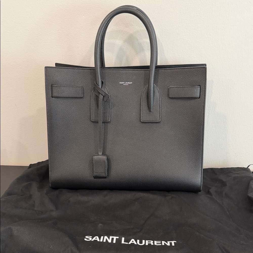 Saint Laurent Classic Black Leather Briefcase